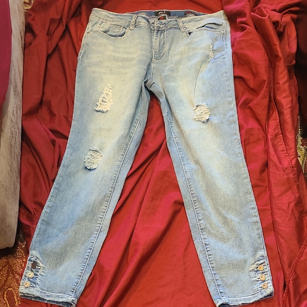 Earl Jeans Light Blue Distressed Skinny Jeans